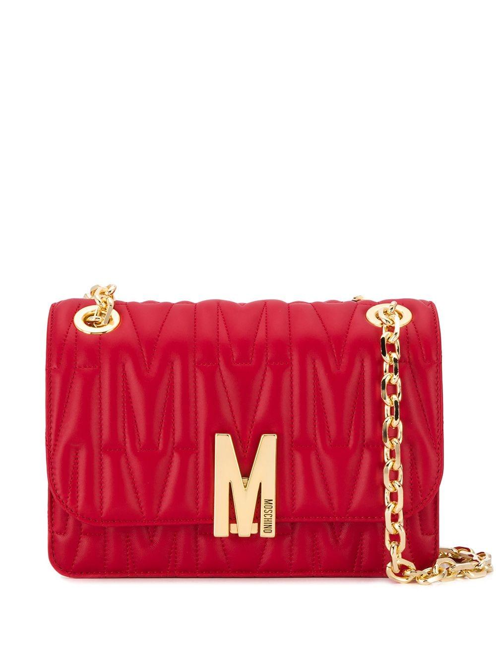 Moschino Leather Monogram-quilted Shoulder Bag in Red - Save 33% - Lyst