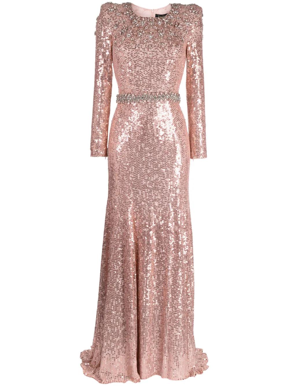 Jenny Packham Georgia Crystal-embellished Sequined Tulle Gown