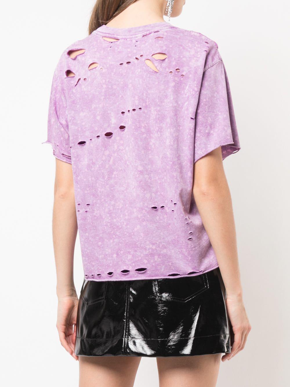 Amiri Cotton Distressed T-shirt in Purple - Lyst