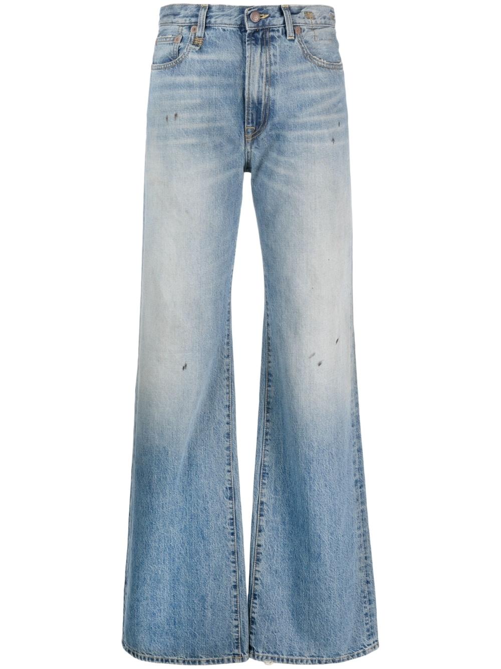 R13 High-rise Stonewashed Wide-leg Jeans in Blue | Lyst