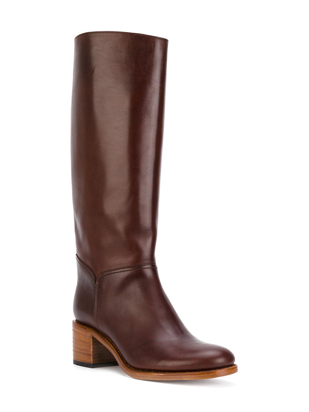 A.P.C. Leather Iris Boots in Brown Lyst