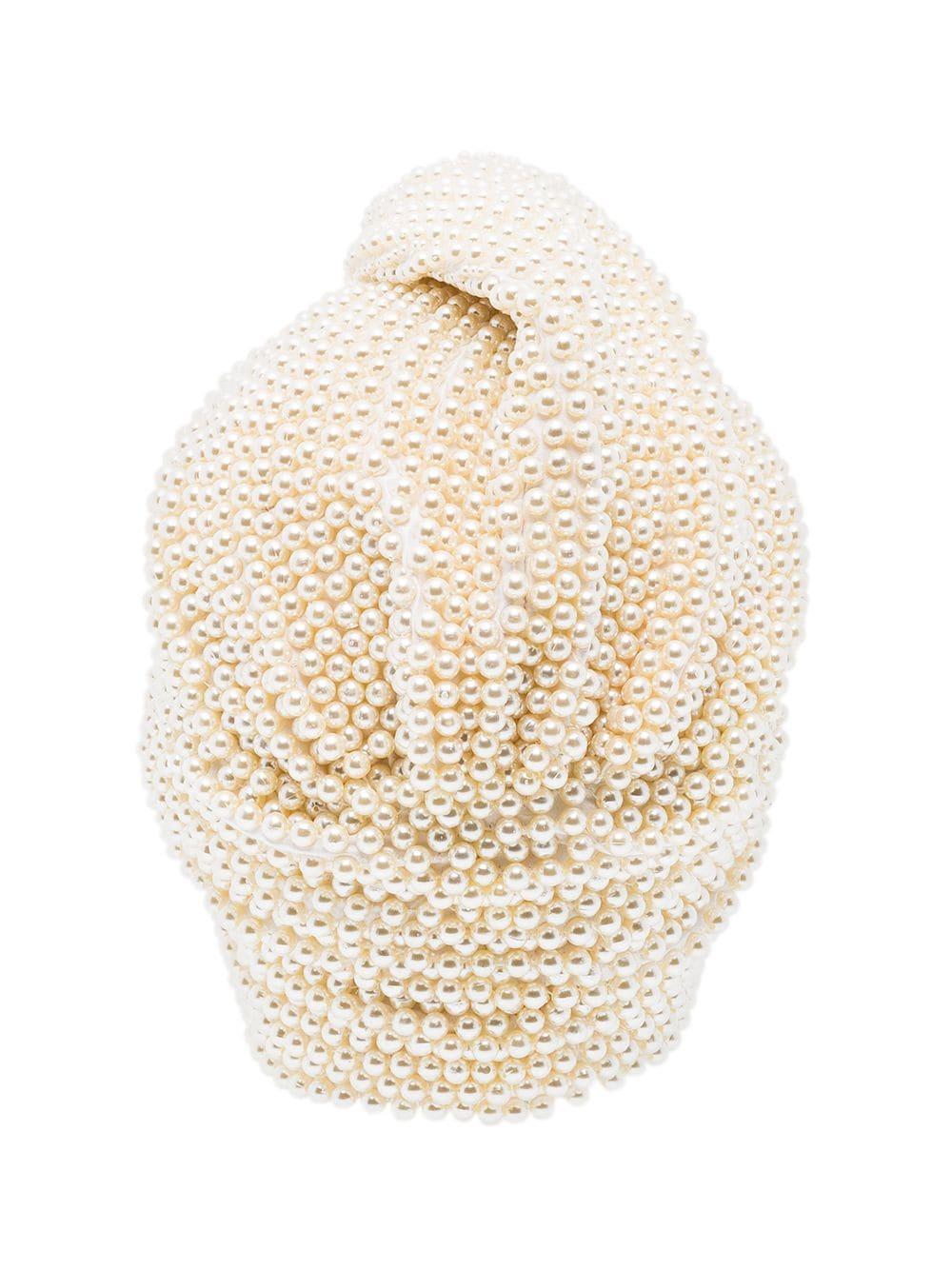 MaryJane Claverol Faux-pearl Beaded Head-wrap Cap in White  display picture 2
