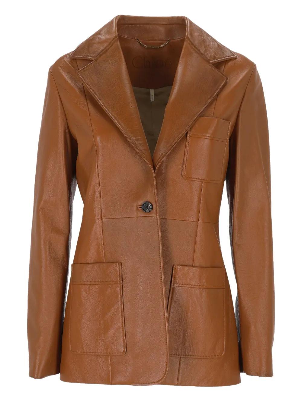 ジャケット・アウター Chole 90s Hooded Leather Half Coat Chole 90s Hooded Leather Half Coat
