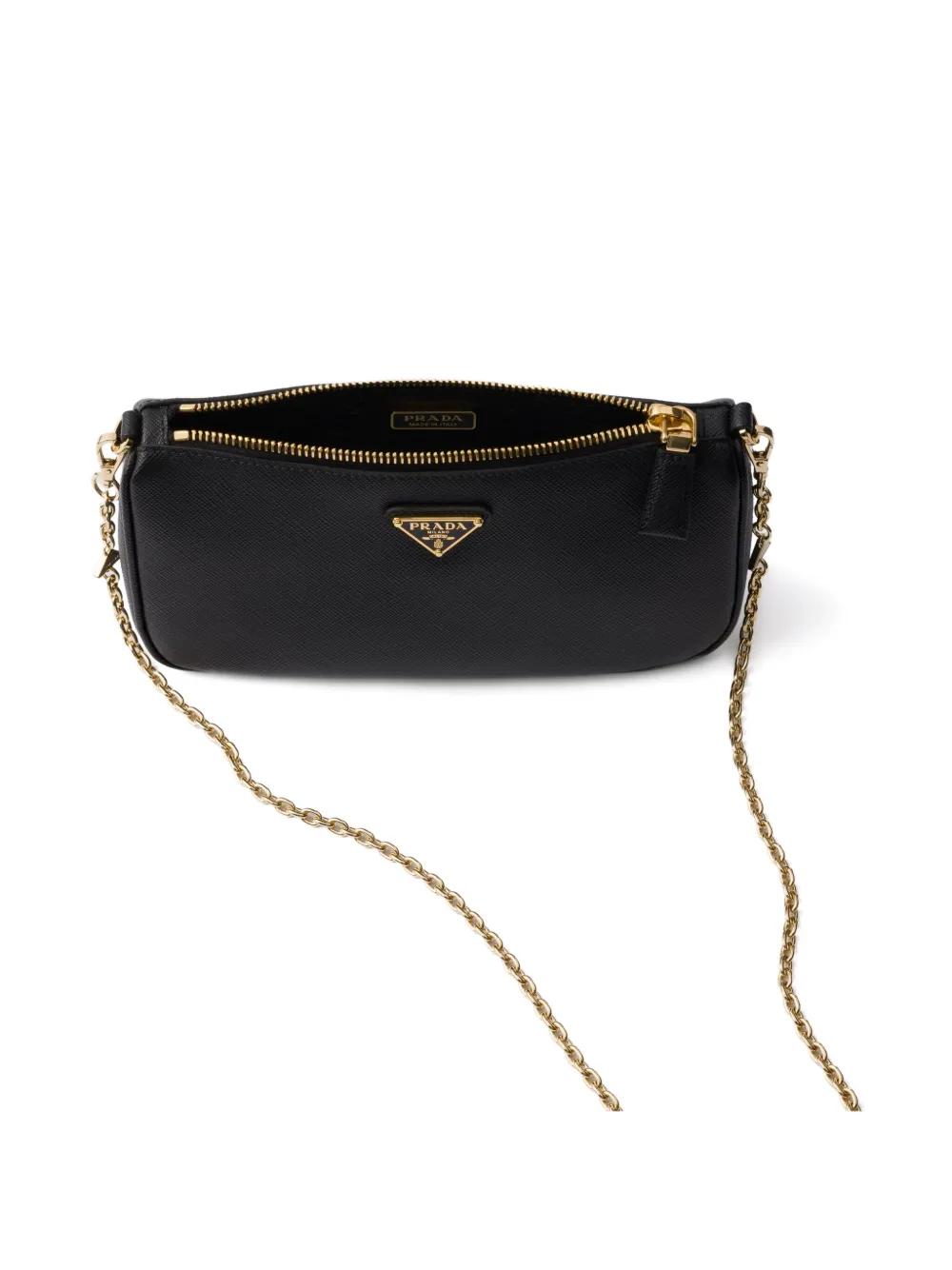 Prada Mini Leather Shoulder Bag in Black | Lyst UK