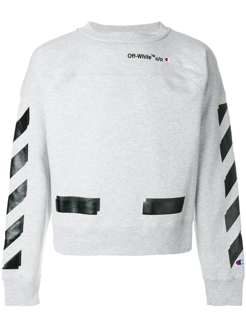 off white champion sweatshirt red