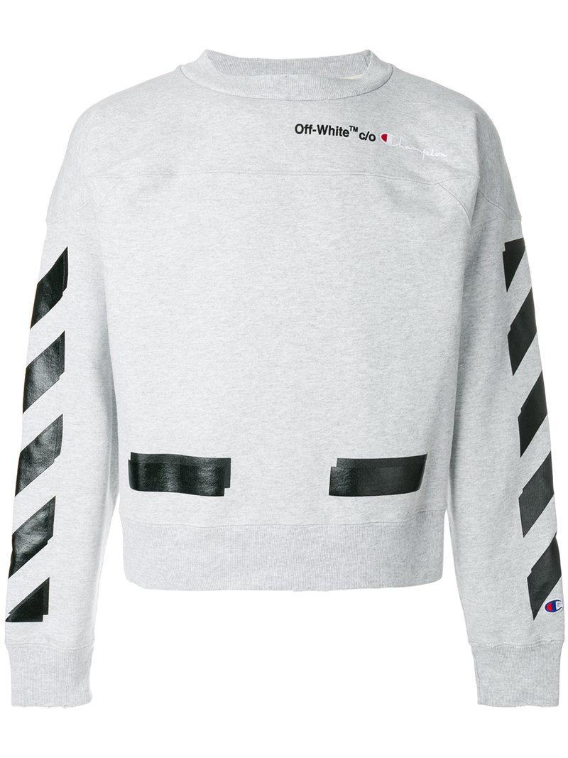 Off White Champion Crewneck Poland, SAVE 38% -