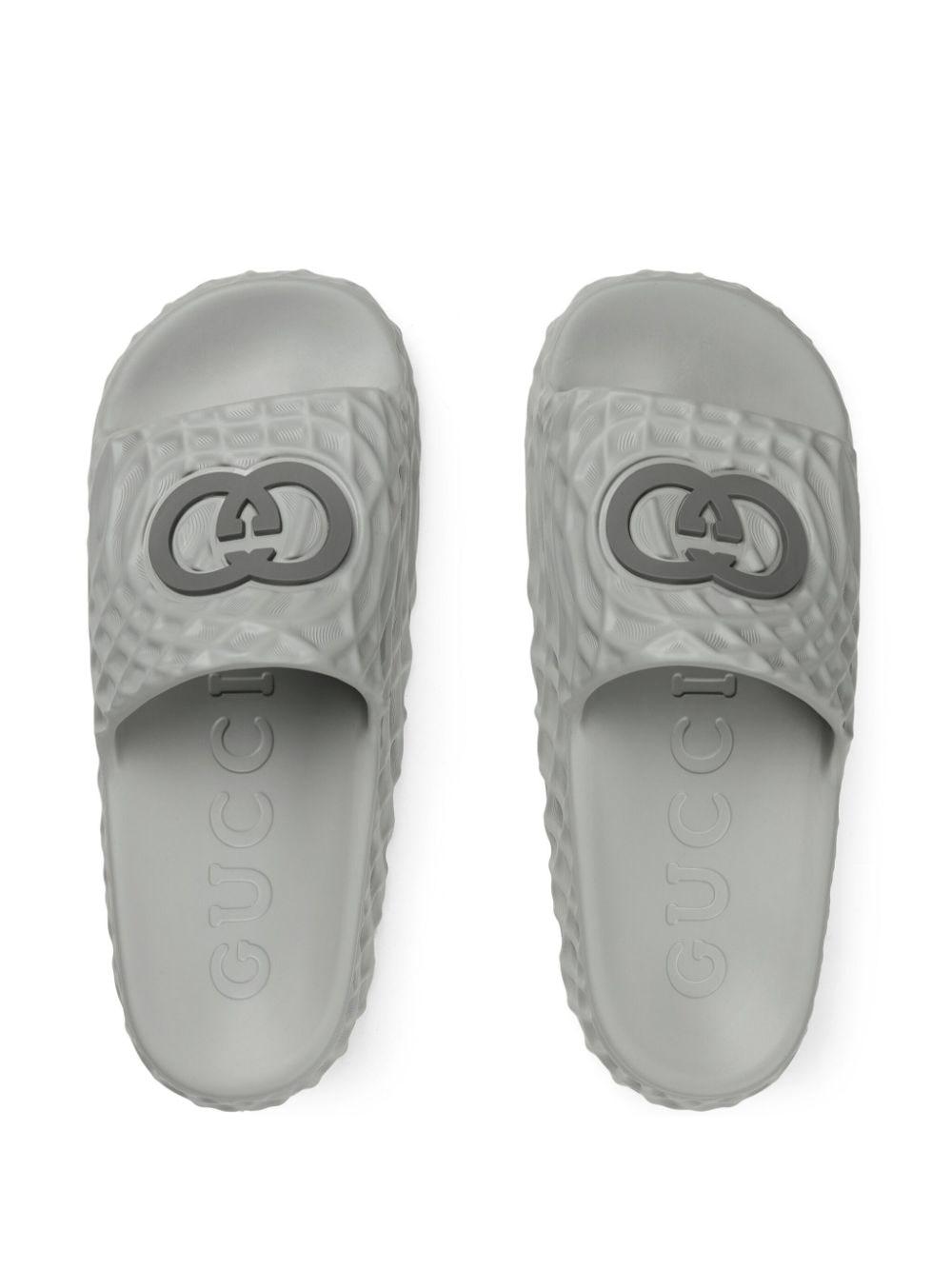 Gucci Interlocking Logo Ripple Sole Slide in Gray for Men Lyst