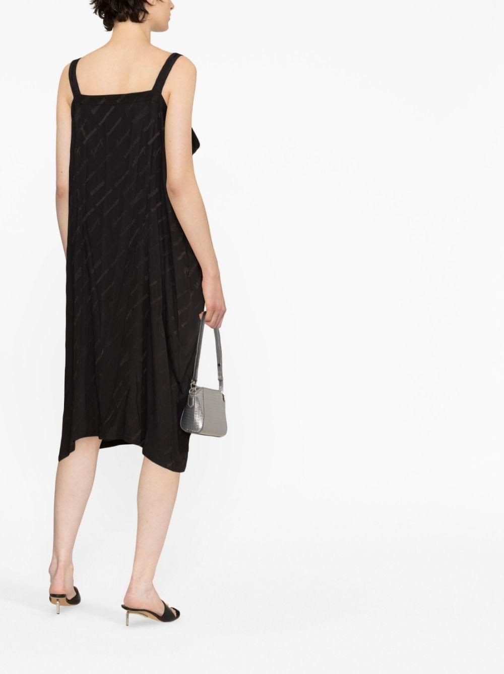 Balenciaga Logo-print Silk Slip Dress in Black | Lyst
