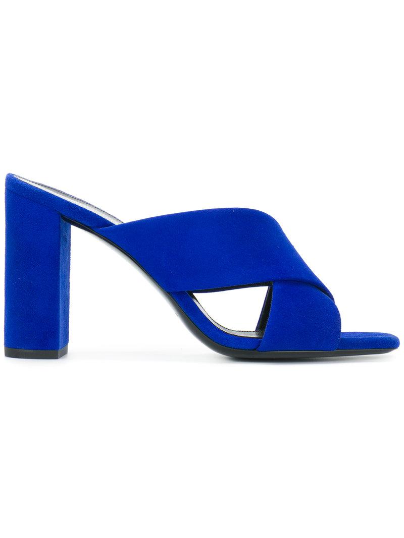 En À Mules Saint Coloris Lyst Bleu Laurent Brides Croisées 6gwWxfq