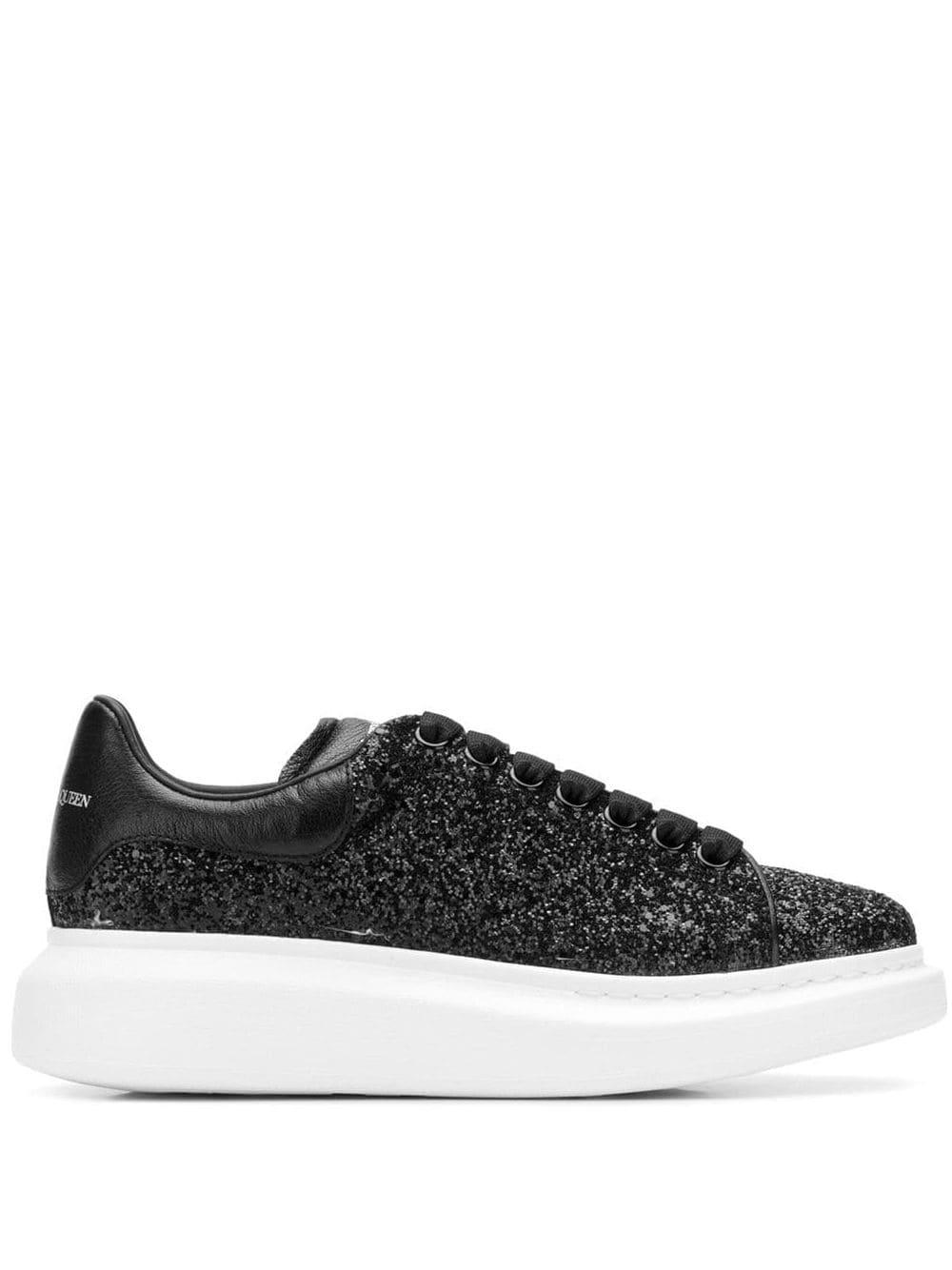 Alexander McQueen Leather Black Glitter Oversized Sneakers - Save 32% ...