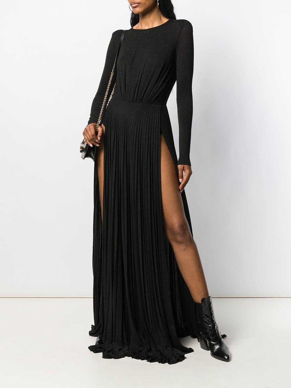 Elisabetta Franchi Synthetic Side Slit Dress in Black - Lyst