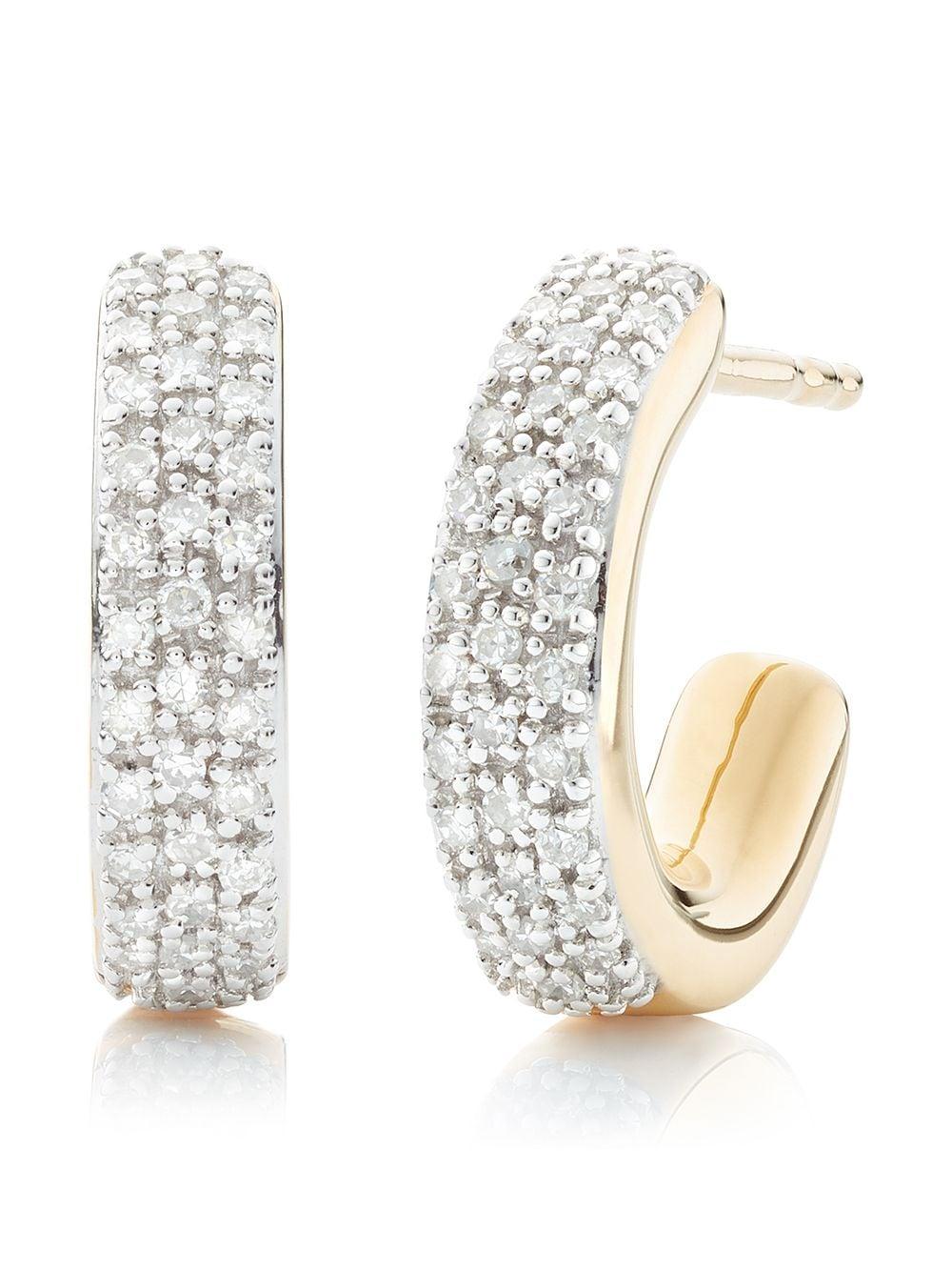 Monica Vinader Fiji Mini Hoop Diamond Earrings in Gold (Metallic) Lyst