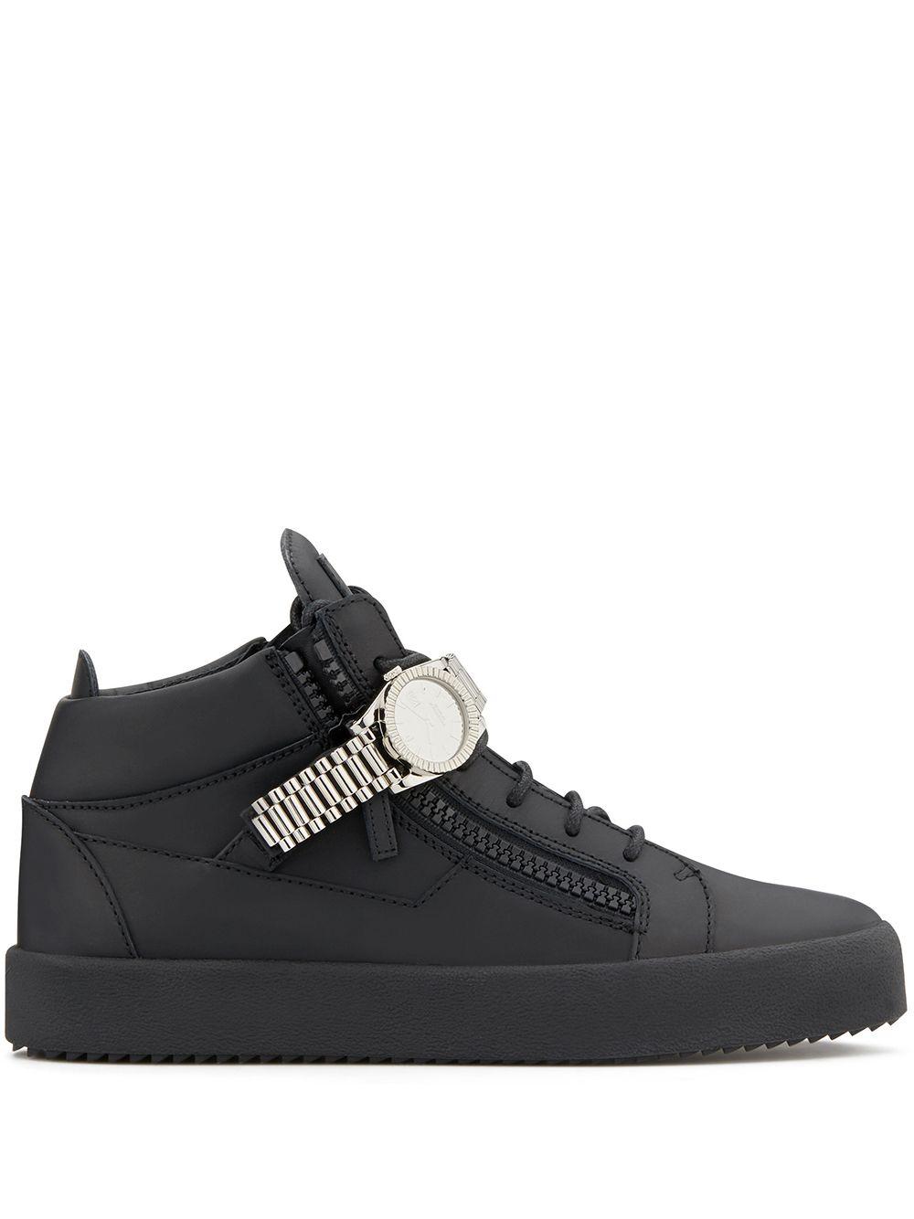 linse Colonial Mark Giuseppe Zanotti Watch Detail Sneakers in Black for Men - Lyst