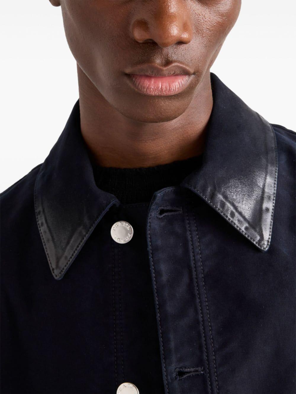 Prada Leather-Effect Moleskin Blouson Jacket in Blue for Men Prada Leather-Effect Moleskin Blouson Jacket in Blue for Men