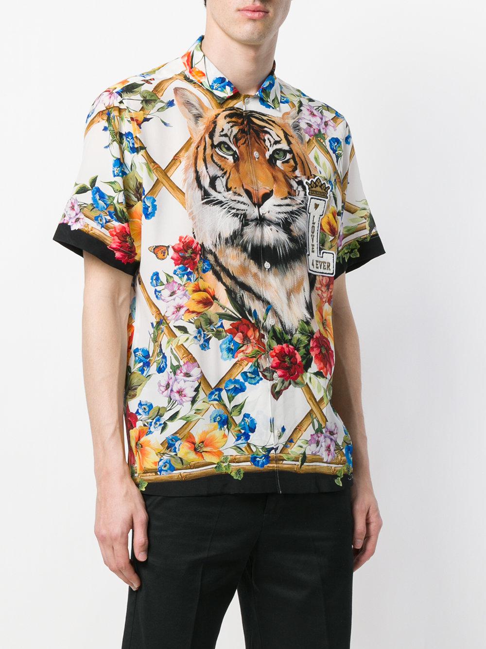 Dolce & Gabbana Tiger And Floral Print Shirt for Men | Lyst