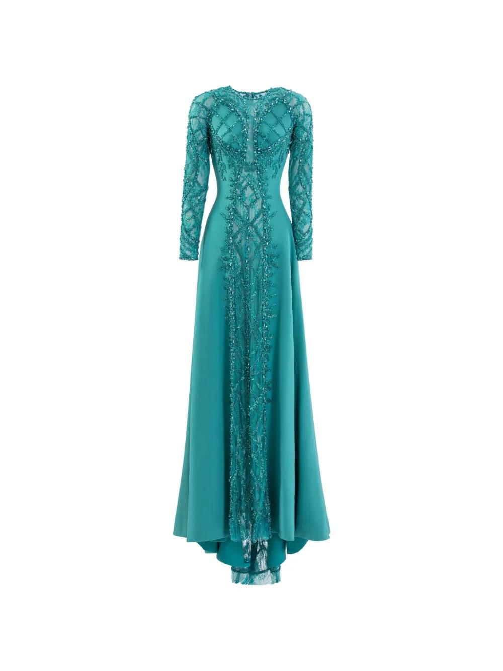 green emerald velvet dress Saiid Kobeisy Purple Tulle Embellished Gown! – TheClothingRental main image 1
