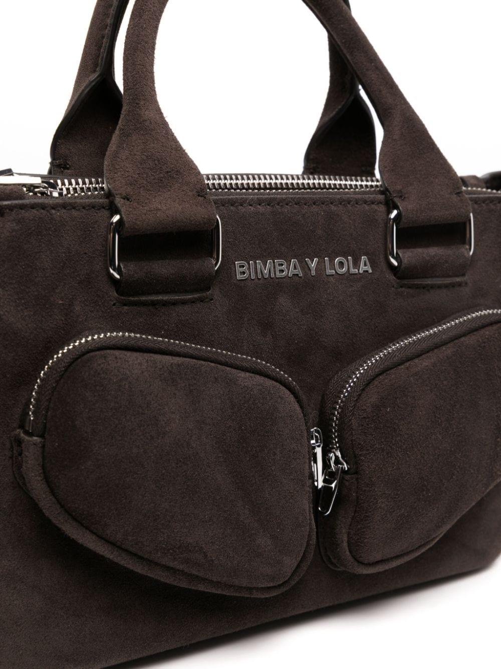 Bimba Y Lola Medium Pocket Suede Tote Bag in Black