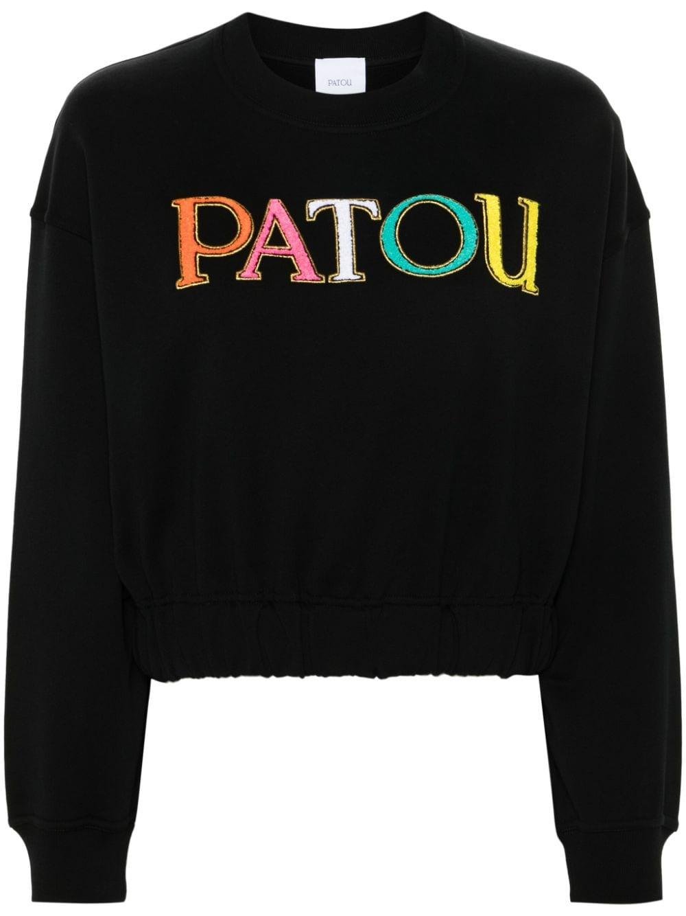 Patou logo-print long-sleeved shirt - Black