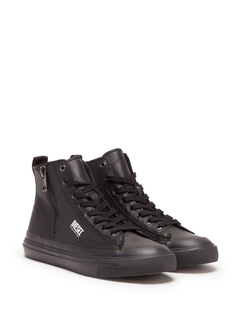 DIESEL S-Athos Dv Mid Leather Sneakers in Black for Men | Lyst