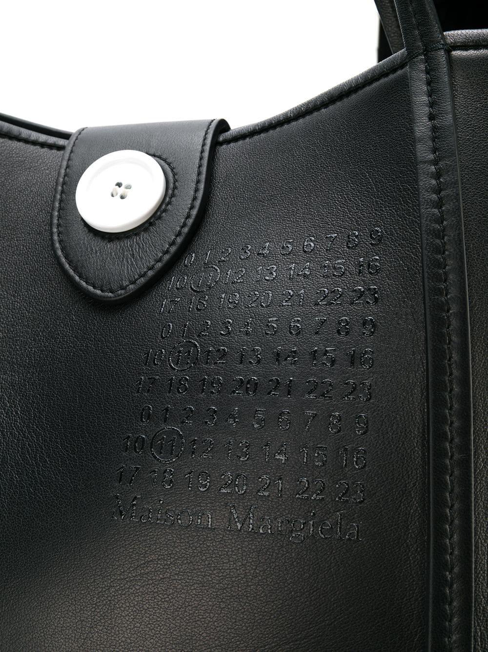 Maison Margiela Number Embossed Leather Button Tote in Black - Lyst