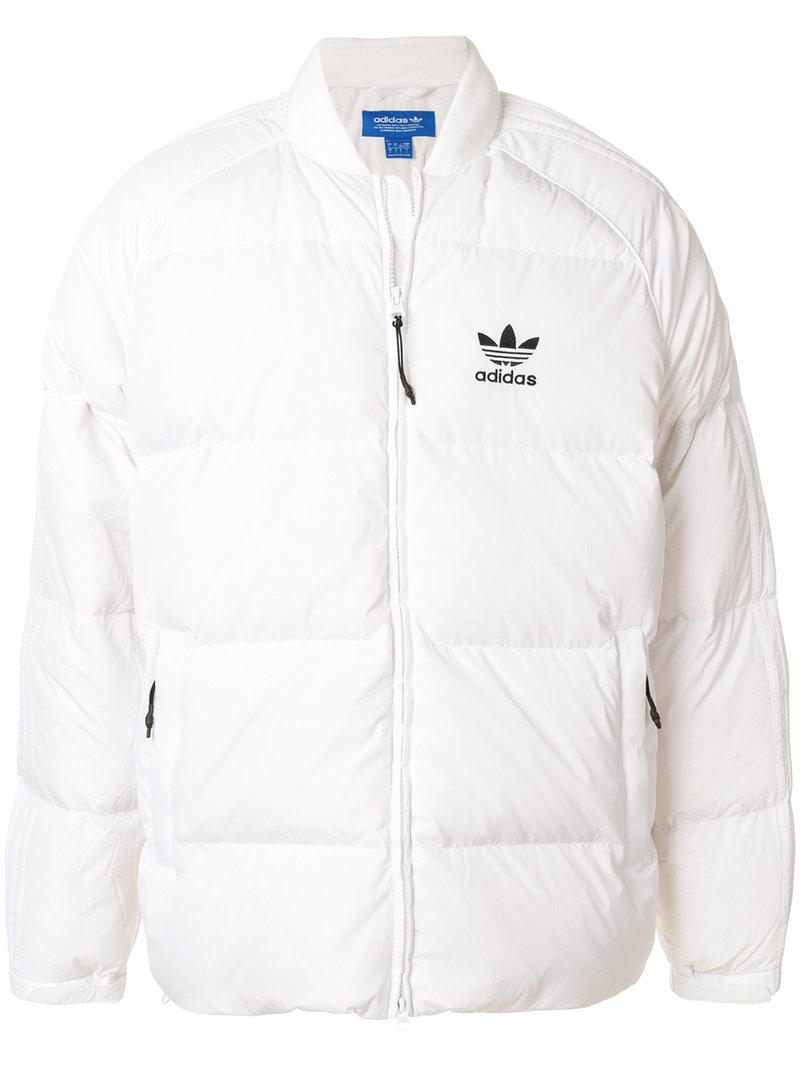 adidas Originals Synthetic Zipped Puffer Jacket in White for Men - Lyst