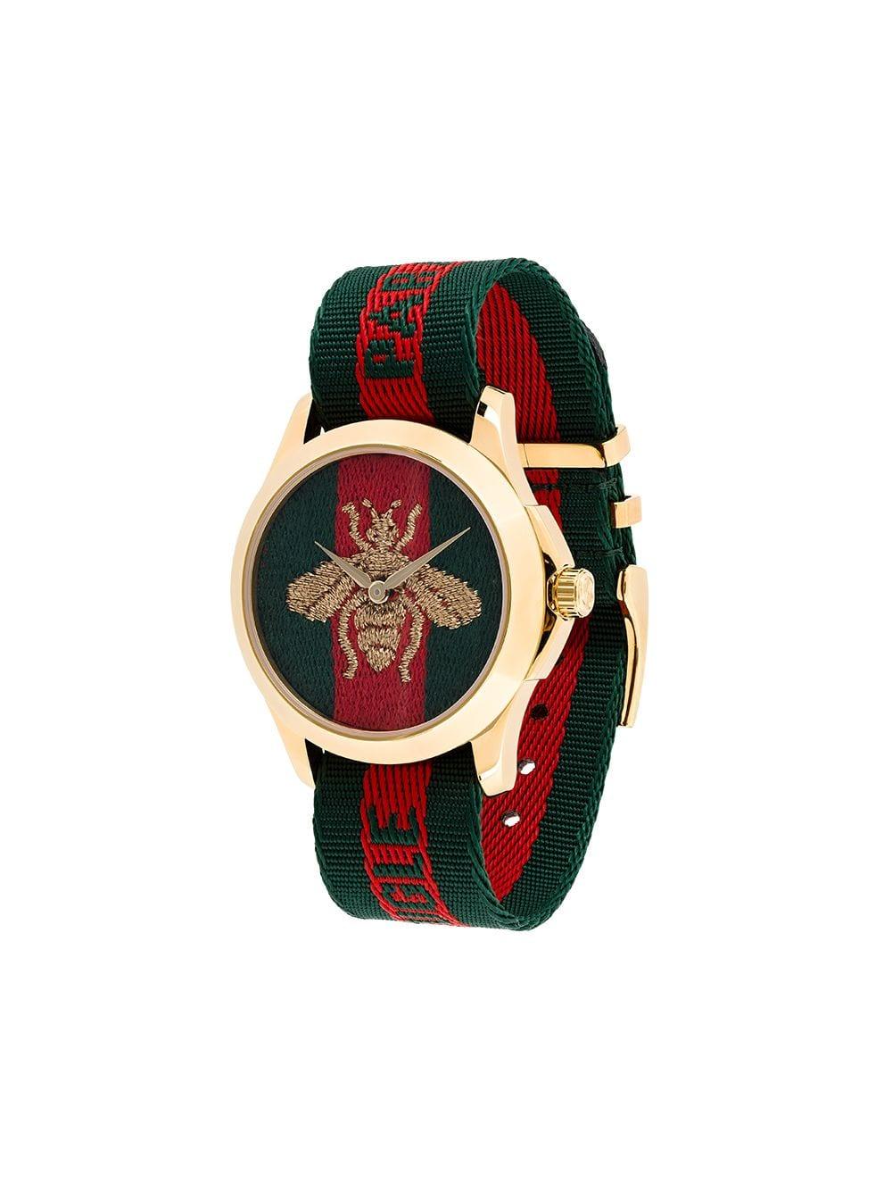 Gucci Bumblebee Fabric Strap Watch in Red for Men | Lyst