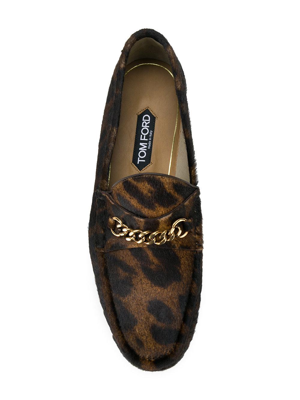 Tom Ford Leather Leopard Print Loafers in Brown for Men Lyst