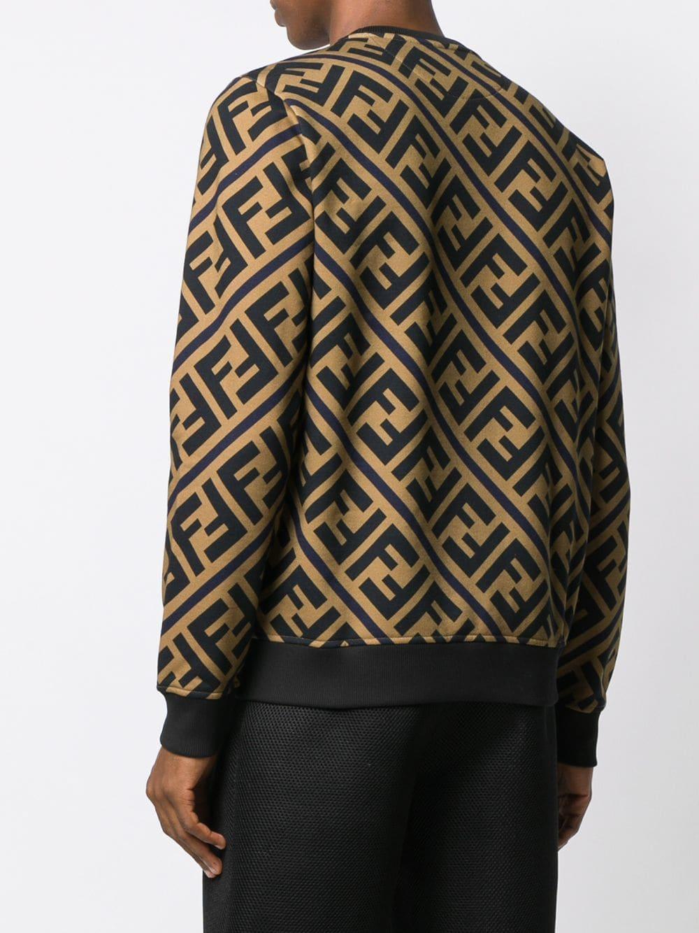 Fendi Cotton Monogram Pattern Sweatshirt in Black for Men - Lyst