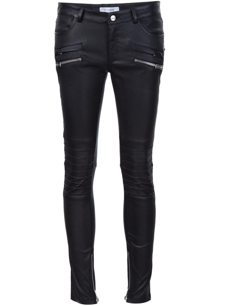 Anine Bing Biker Leather Pants in Black - Lyst