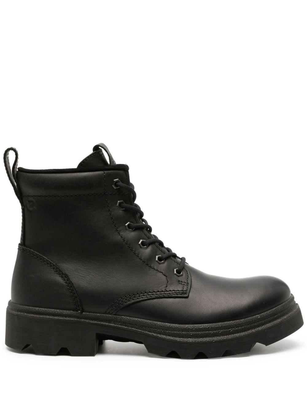 Ecco Grainer Logo-embossed Leather Boots in Black for Men
