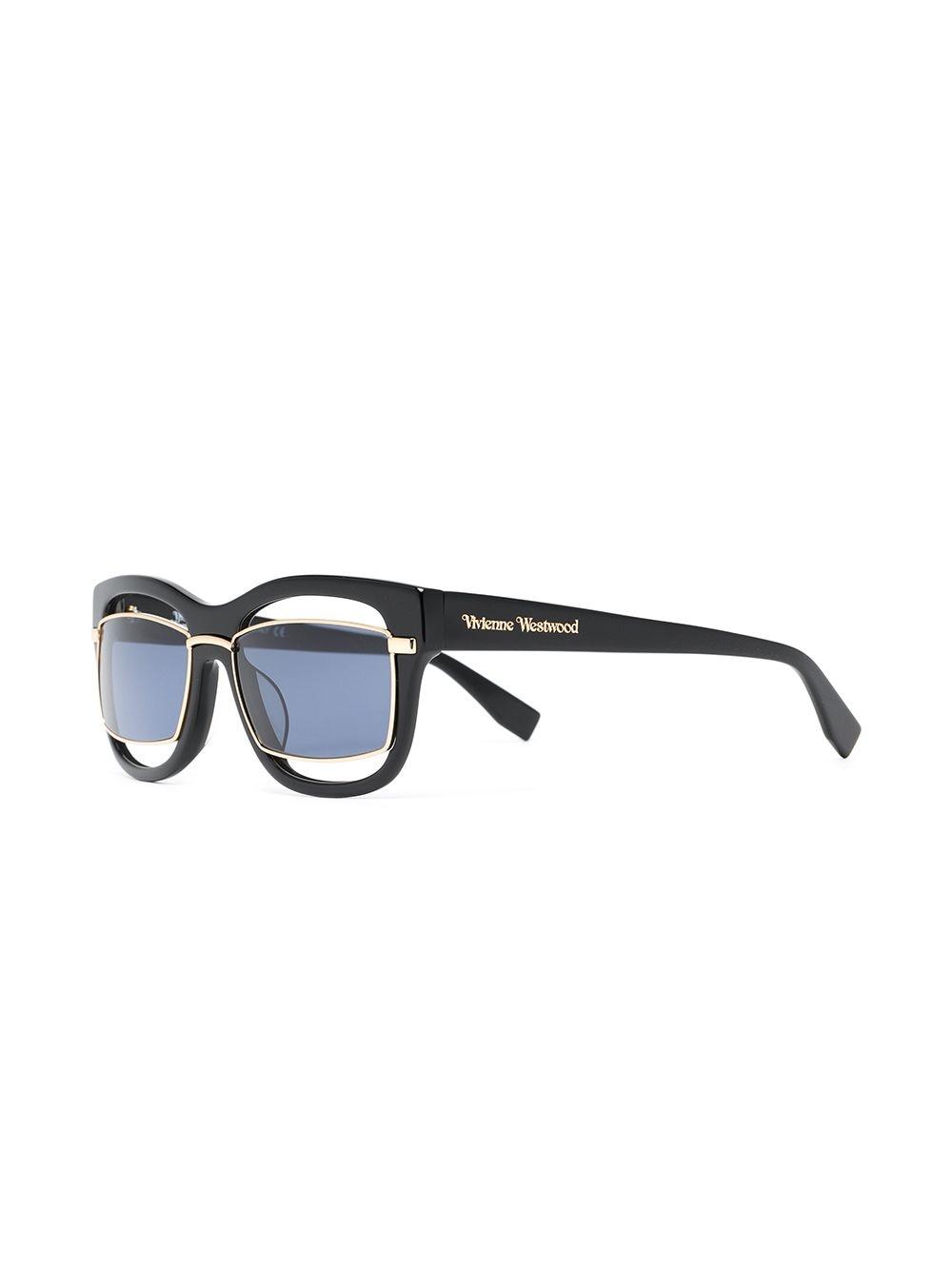 Vivienne Westwood Double Layer Squared-frame Sunglasses in Black | Lyst