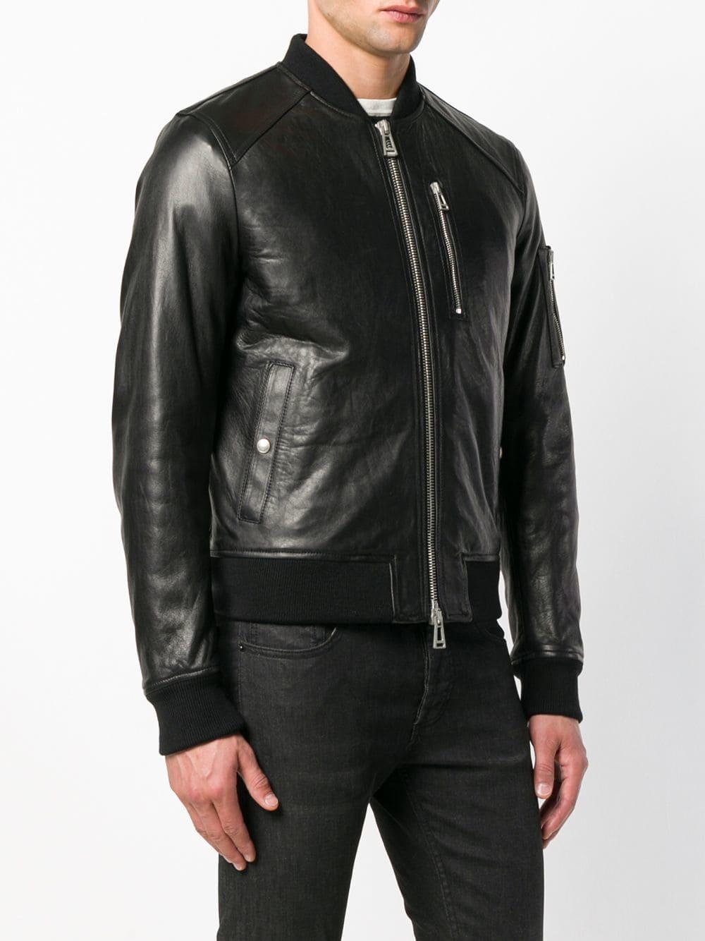 Belstaff Leather Bomber Jacket in Black for Men - Lyst