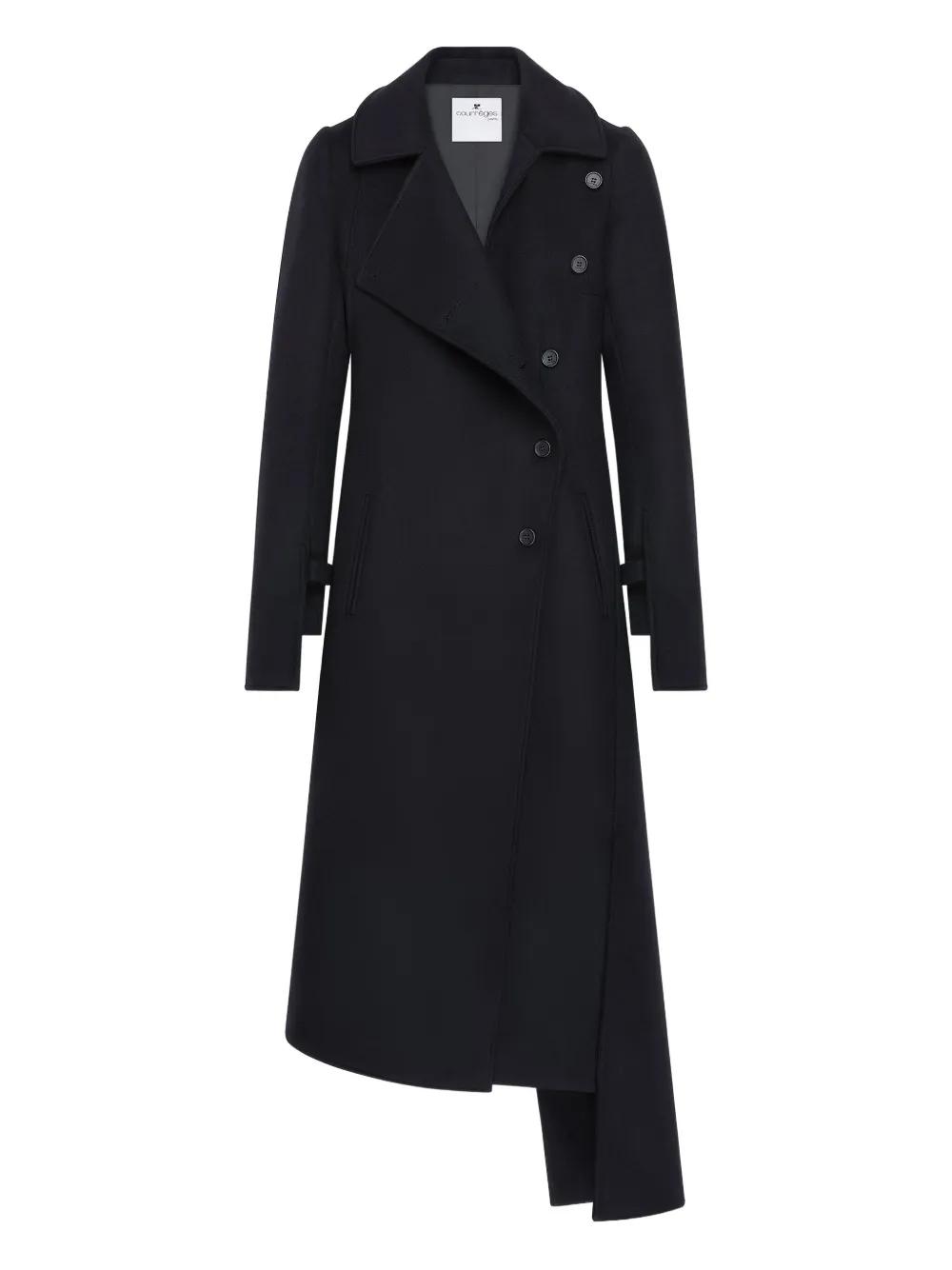 クレージュ　courreges 革コート　ホワイト　ダブル　ロング　コート レディース Courreges ロングコート & ウィンターコート