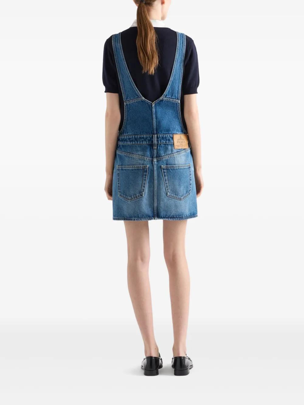 ワンピース PRADA DENIM DUNGAREES DRESS Prada Denim Dungaree Mini Dress in Blue | Lyst