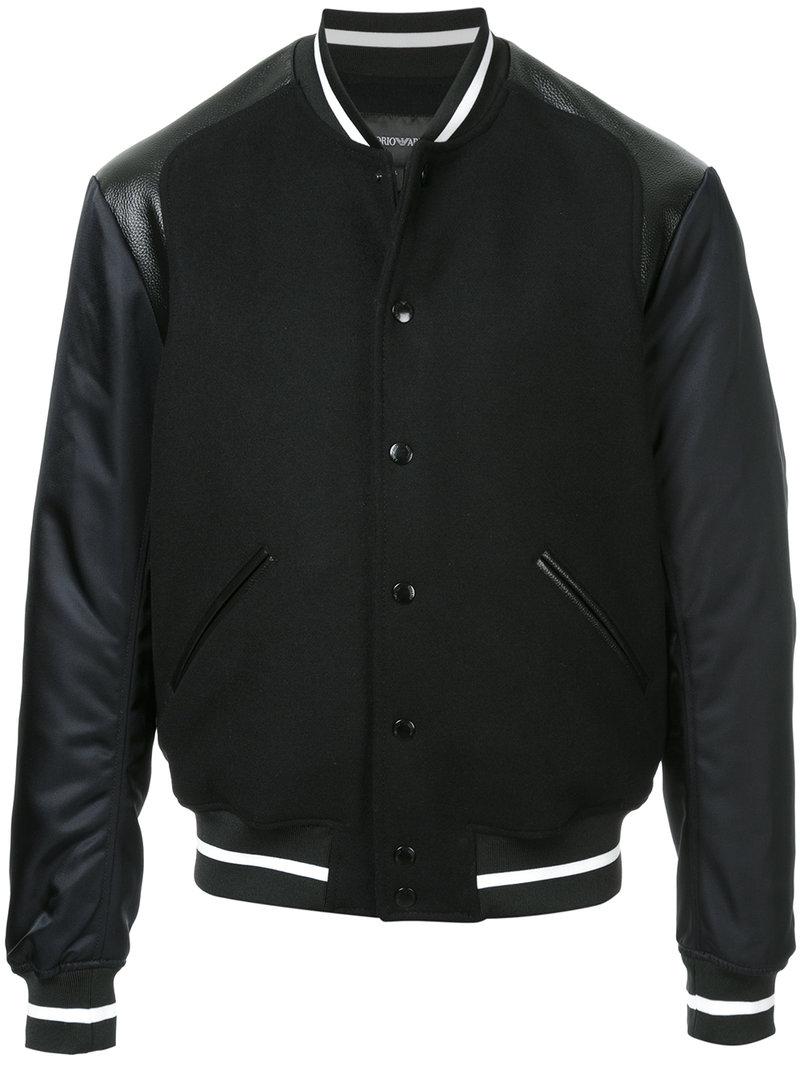 Emporio Armani Zip Up Bomber Jacket in Black for Men | Lyst