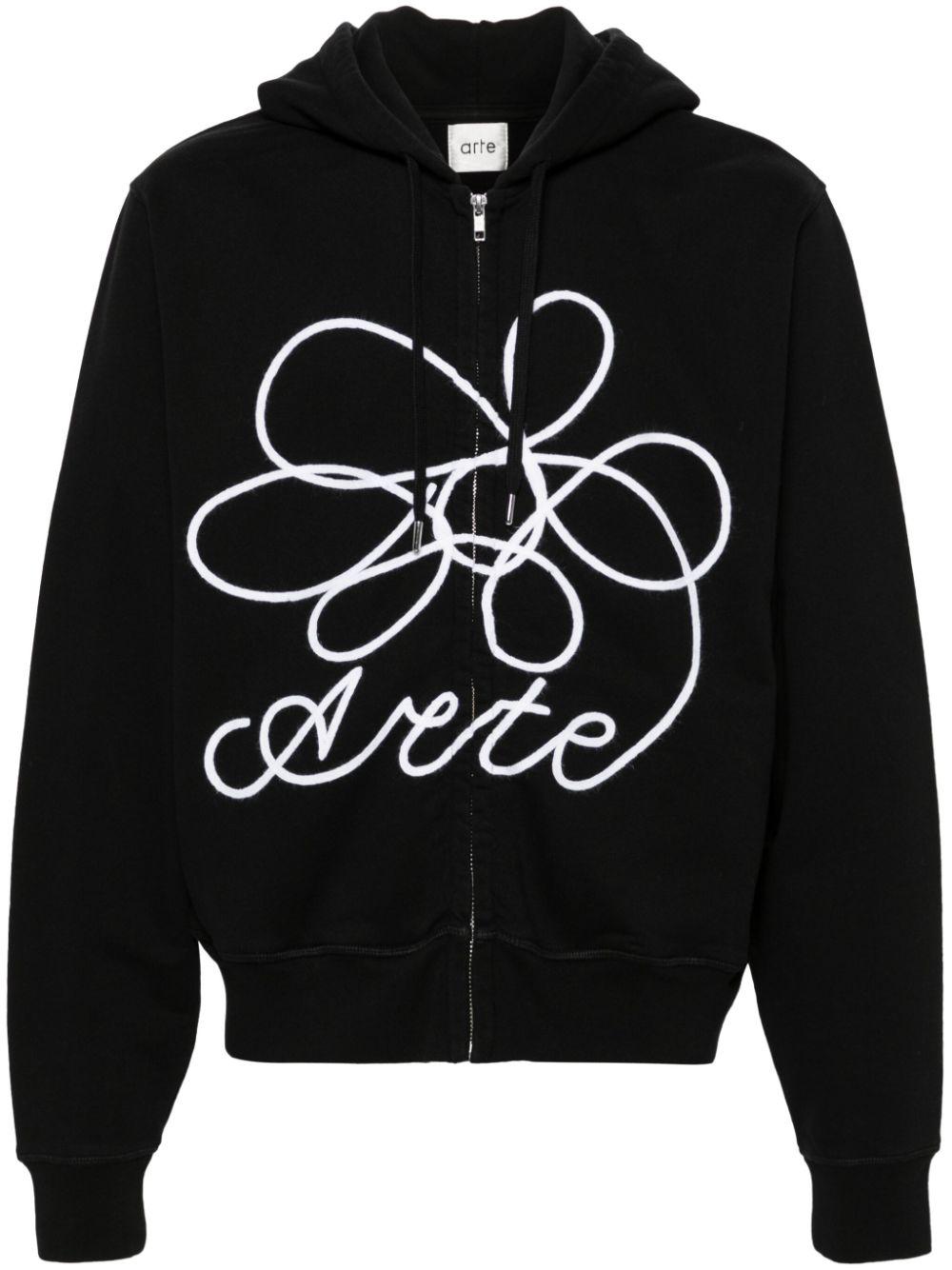 オヘシオ flower applique hooded zip-up オヘシオ flower applique hooded zip-up