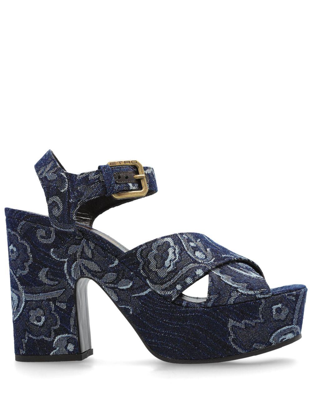 Etro レディース ブルー デニム サンダル ヒール