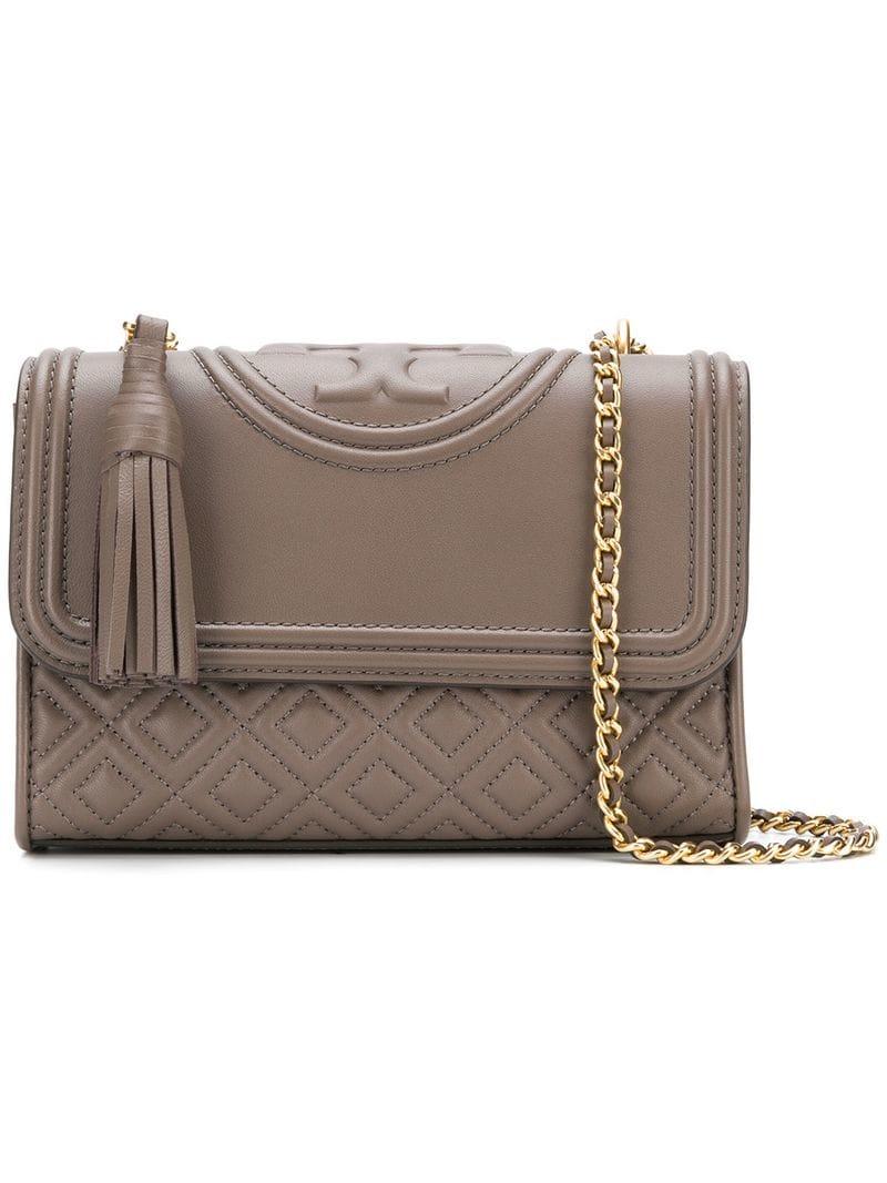Tory Burch Fleming Small Convertible Shoulder Bag in Gray | Lyst