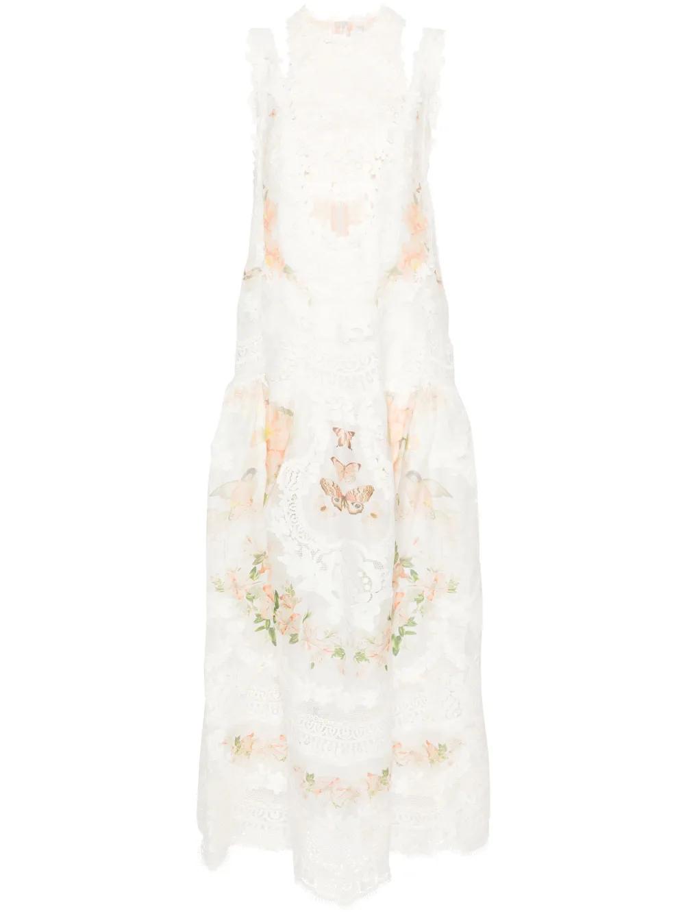 Zimmermann Natura Lace Patch Dress in White | Lyst
