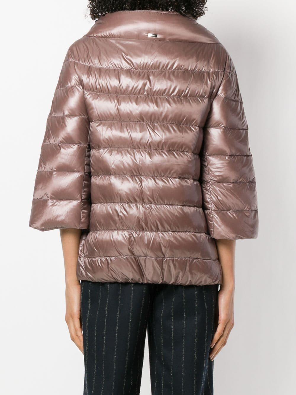 Herno Cotton 3/4 Sleeve Puffer Jacket in Pink - Lyst