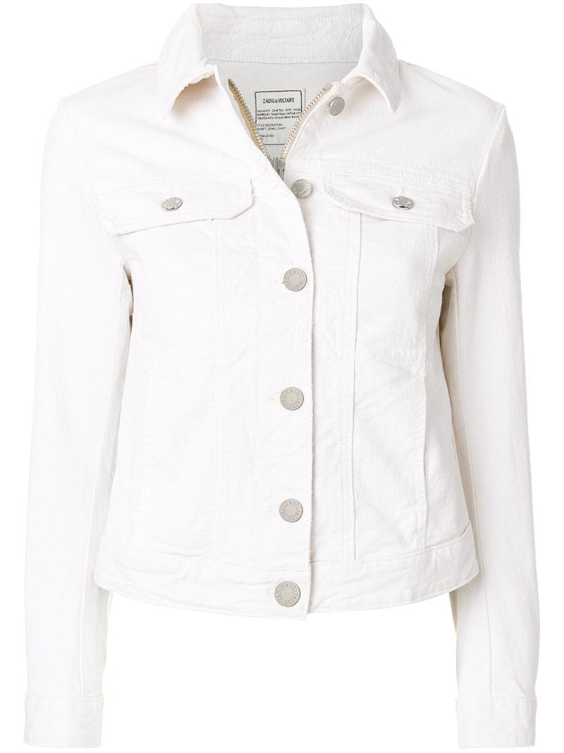 Zadig & Voltaire Kioky Denim Jacket in White | Lyst