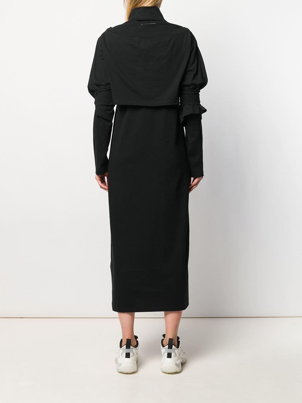 MM6 by Maison Martin Margiela Cotton Roll Neck Jersey Maxi Dress in Black - Lyst