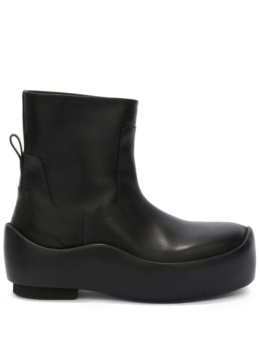 Jil Sander メンズ ブラック レザー アンクルブーツ ブーツ