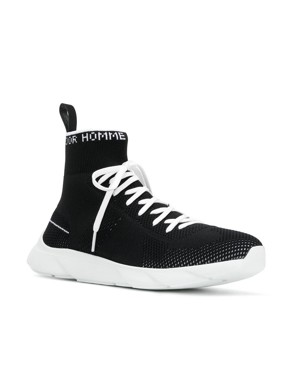 Dior Homme Leather High Top Sock Sneakers in Black for Men - Lyst