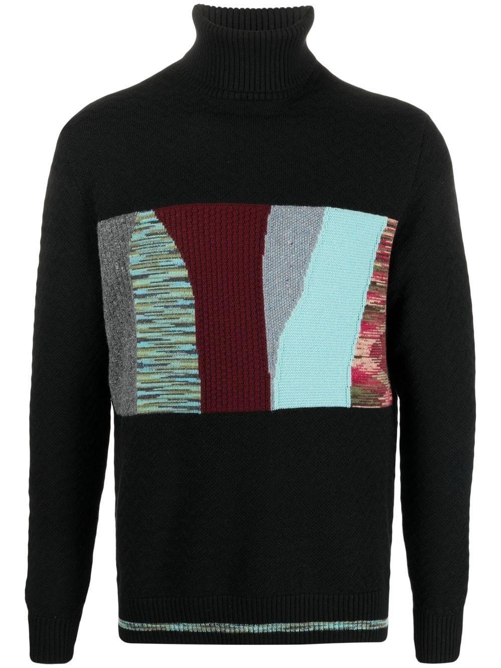 Mens Clothing Sweaters and knitwear Turtlenecks for Men Missoni Wool Patterned-jacquard Roll-neck Jumper in Black Grey 