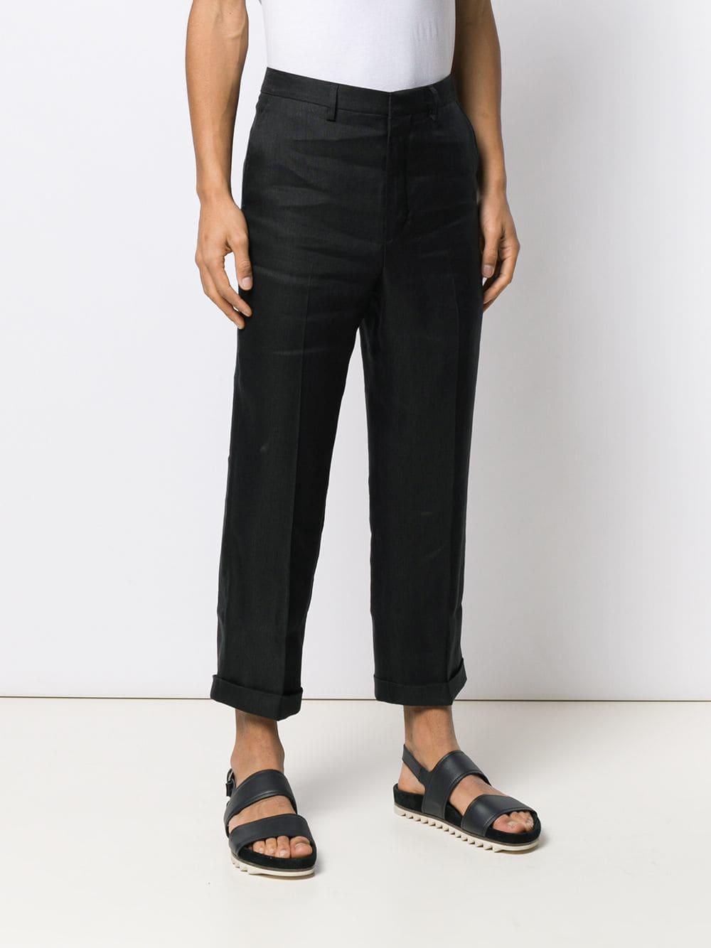 Jacquemus Linen Turn Up Trousers in Black for Men Lyst