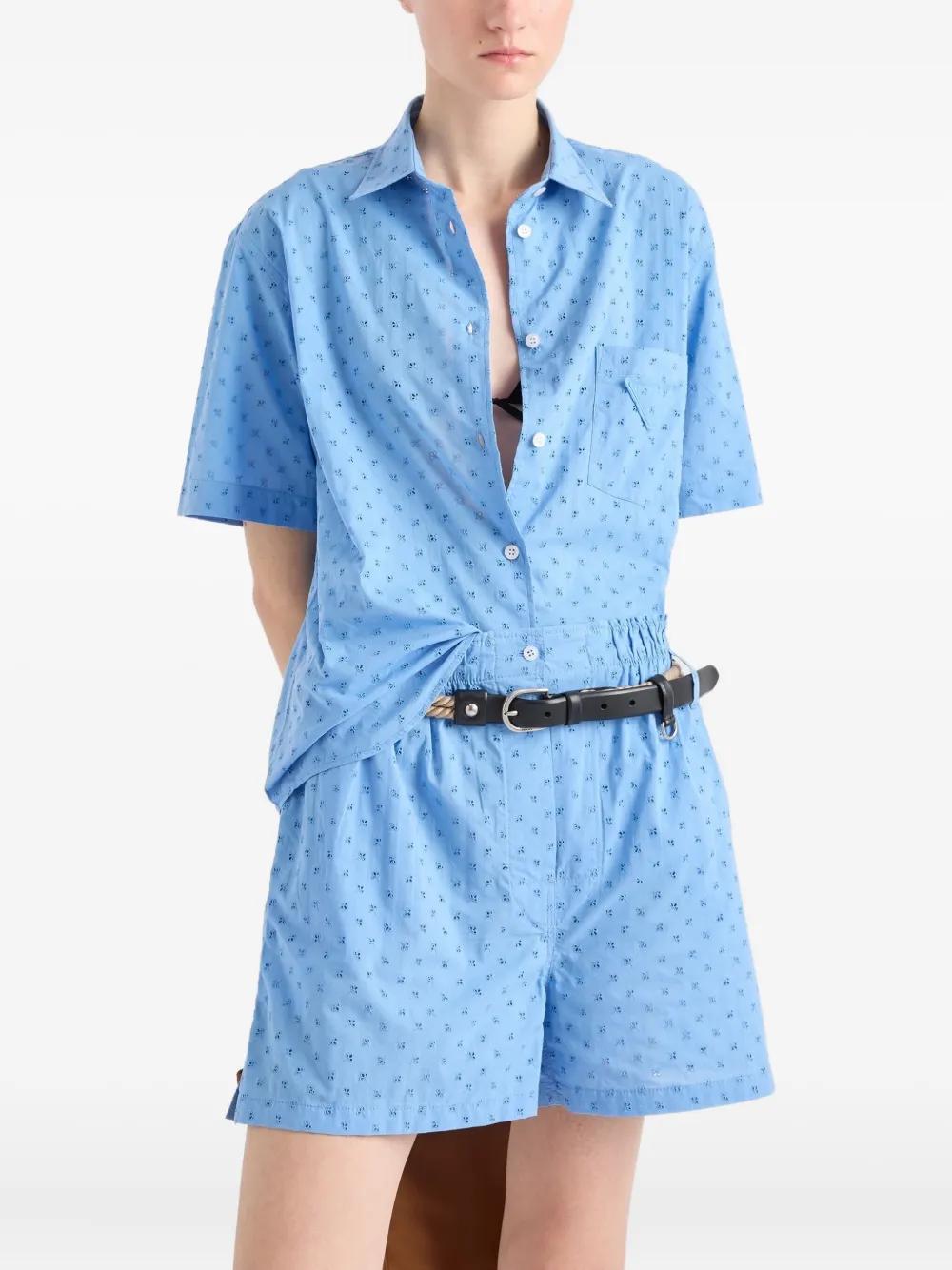 ショートパンツ PRADA Pastel light blue poplin shorts Prada Poplin Shorts | Blue | FARFETCH