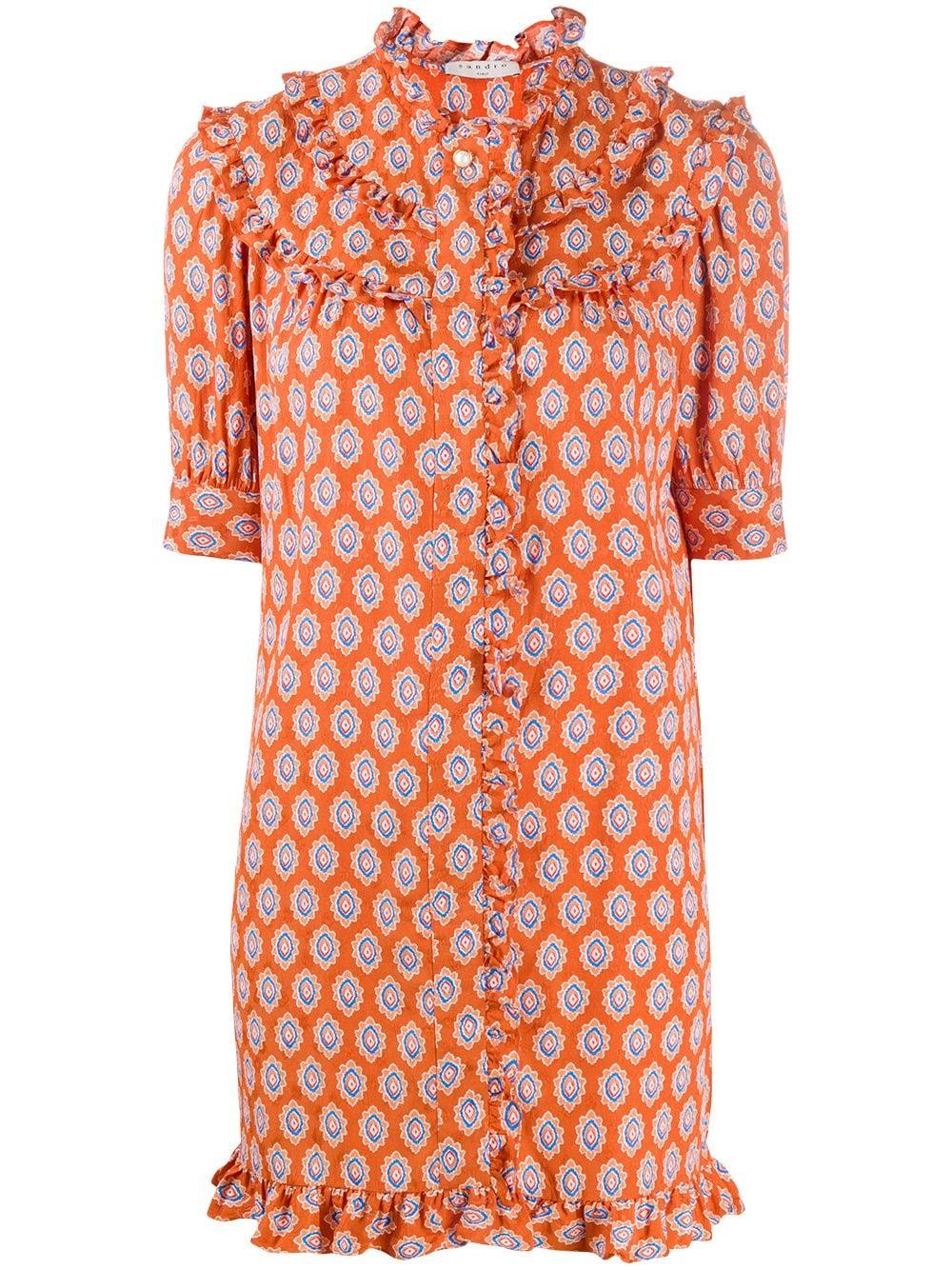 Sandro 'Rochel' Kleid mit Rüschen in Orange | Lyst DE