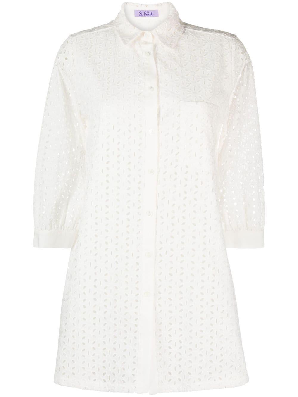 Mc2 Saint Barth Helena Broderie Anglaise Shirt in White | Lyst UK