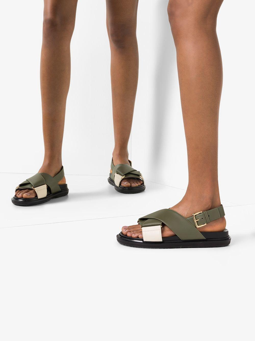 Marni Fussbet Criss-cross Sandals in Green | Lyst